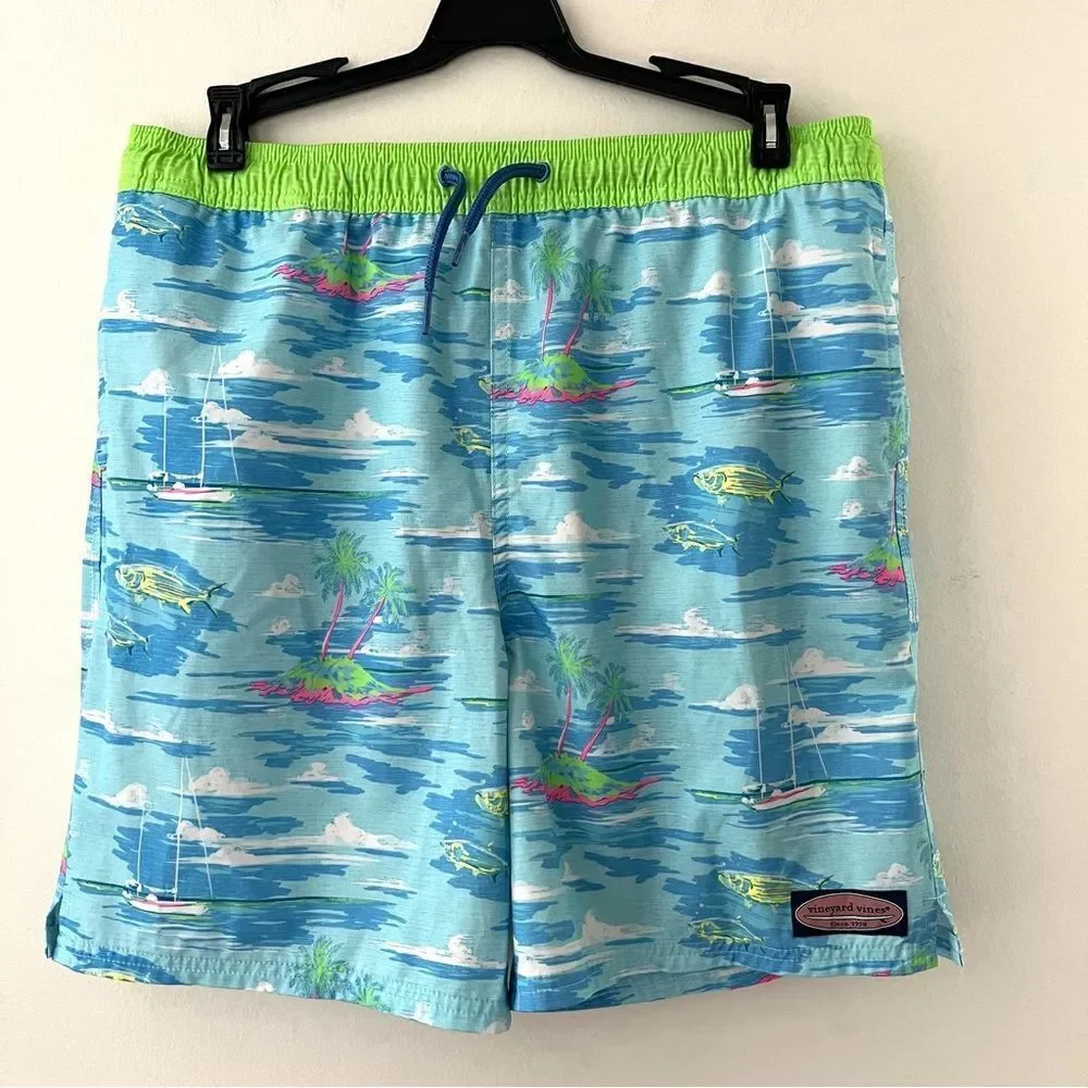 Vineyard Vines Boys Chappy Drawstring Swim Trunks With Stretch, XL, Like New
